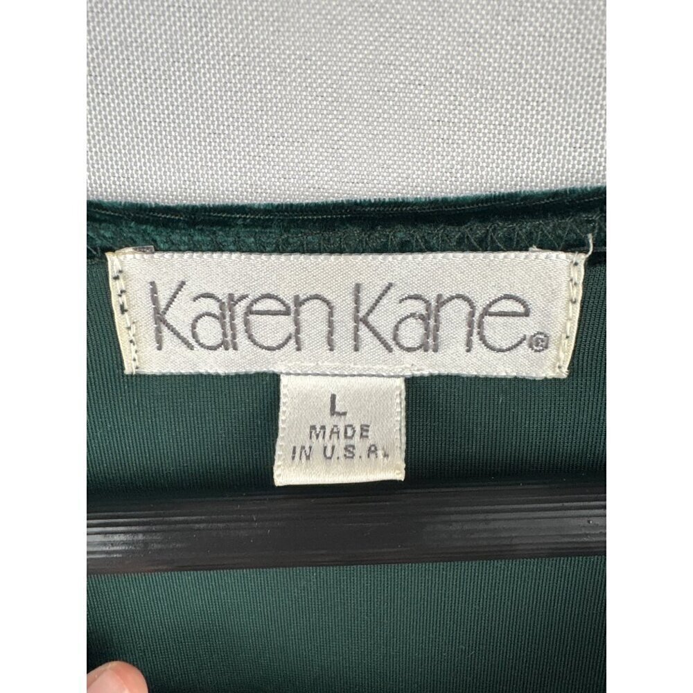 Women’s Karen Kane Large Emerald Green Velvet Short Sleeve Blouse - Picture 5 of 5